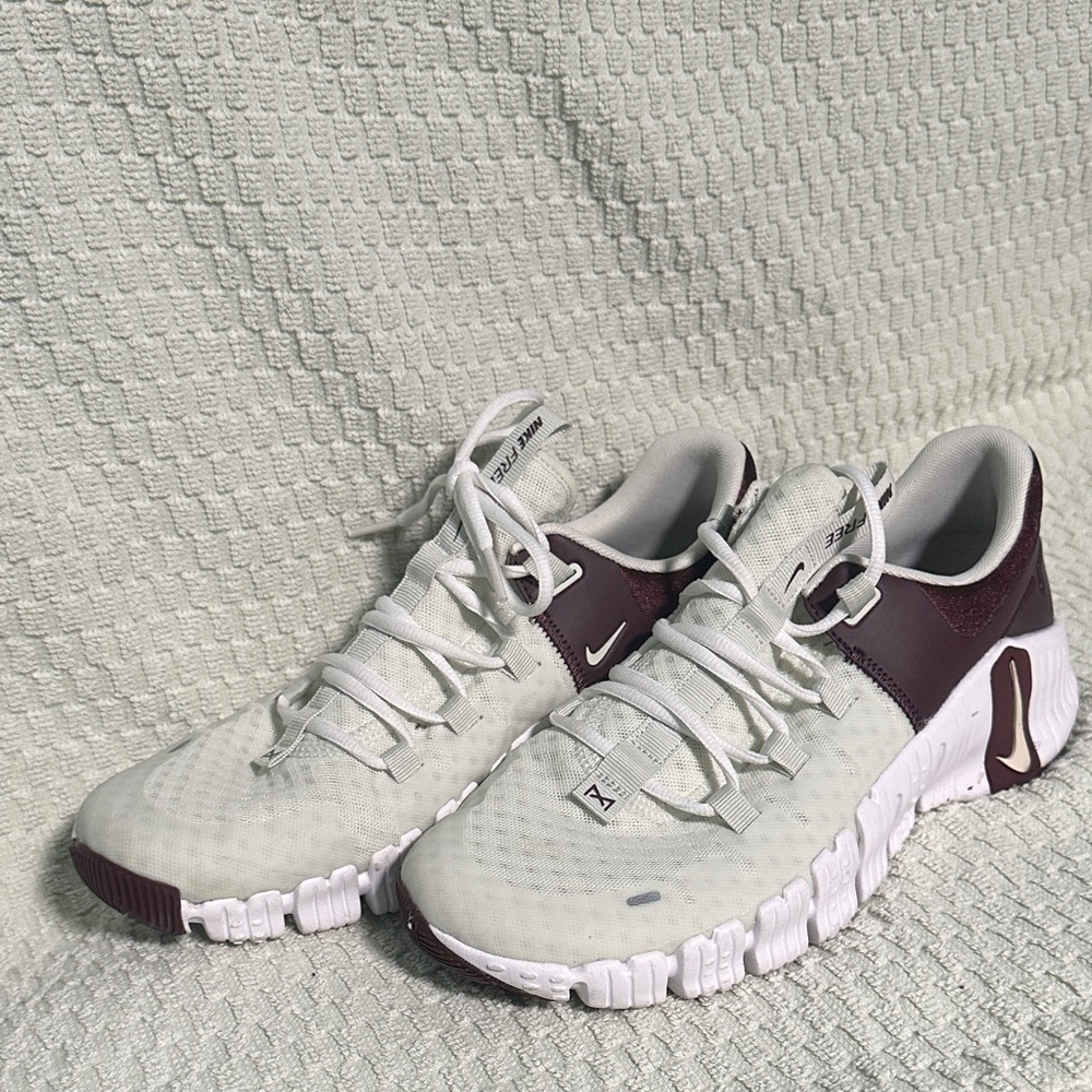 White and Maroon Athletic Sneakers